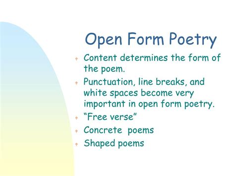 Open Form Poetry Definition and Its Infinite Possibilities